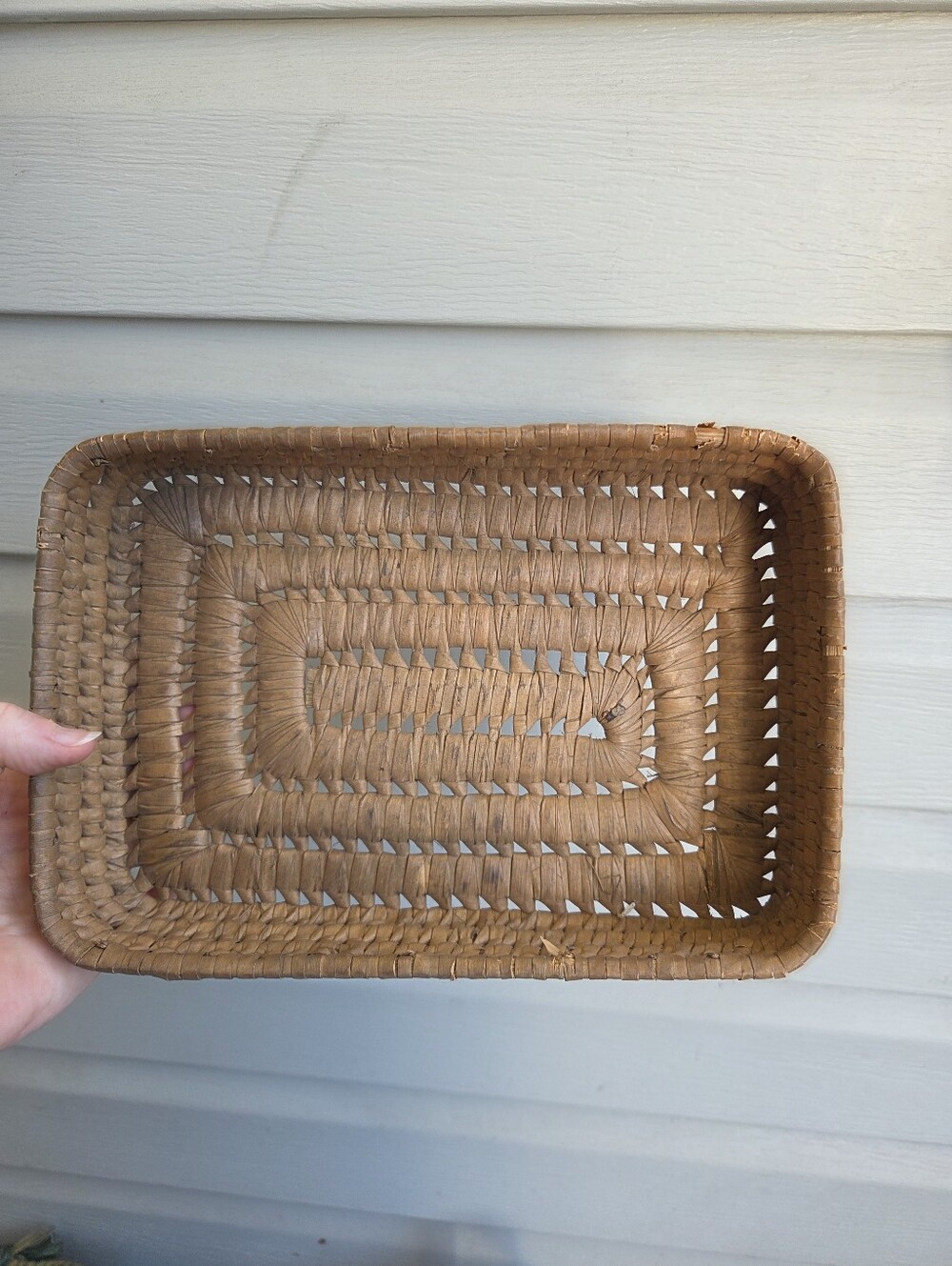 rectangle vintage basket used some staining was used for plants